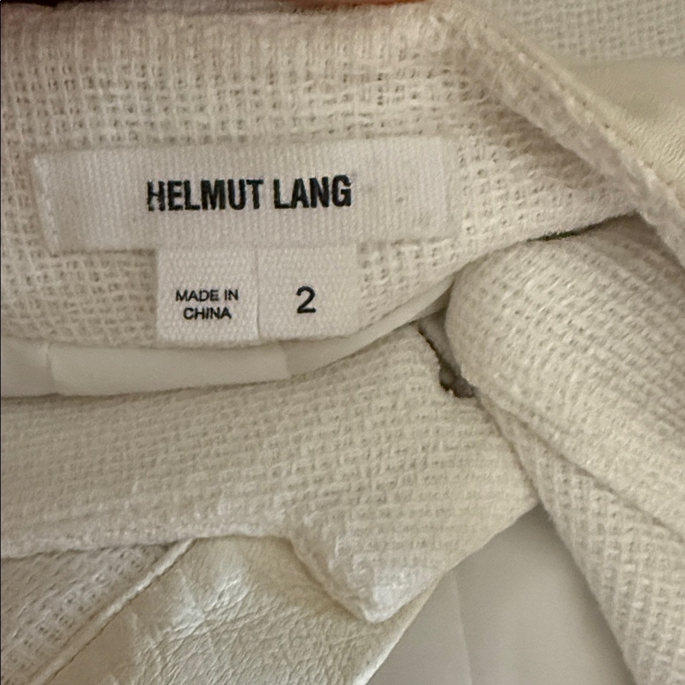 Helmut Lang Cotton Linen Lamb Leather Blazer Jacket Sz 2 Cream White - Picture 3 of 4